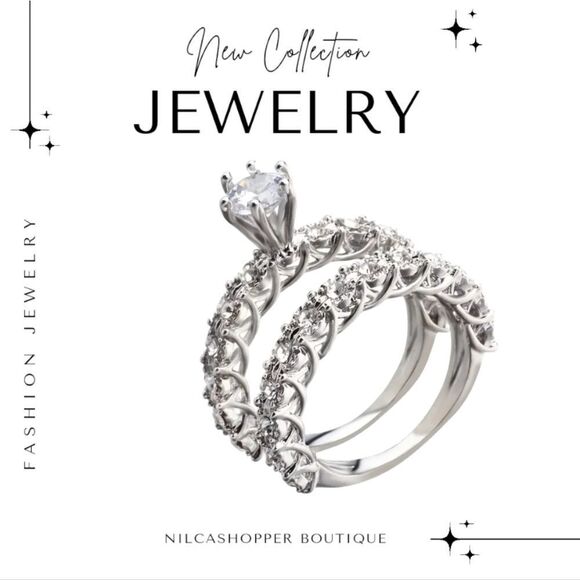 Flash Diamond Round Engagement Silvery Rings for Women - Picture 12 of 12